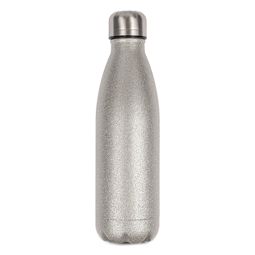 Edelstahl-Thermoflasche 500 ml mit Glitzerfarbe silber